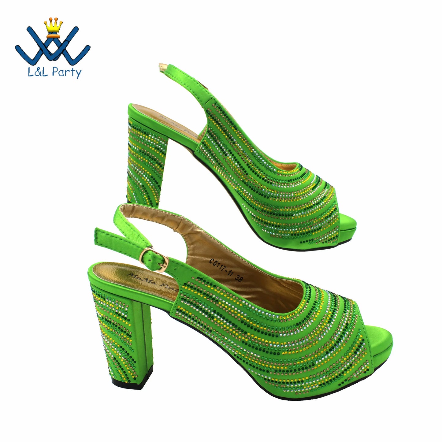 2023 Classics Peep Toe Lemon Green Color Women Shoes and Bag Set