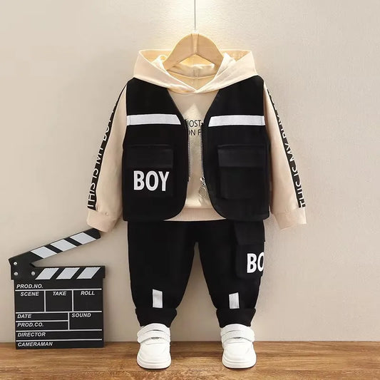 Boys Vest+ Long Sleeves Casual Pants Fashion Suit
