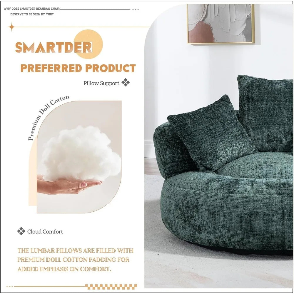Oversized Bean Bag Couch with 3 Pillows