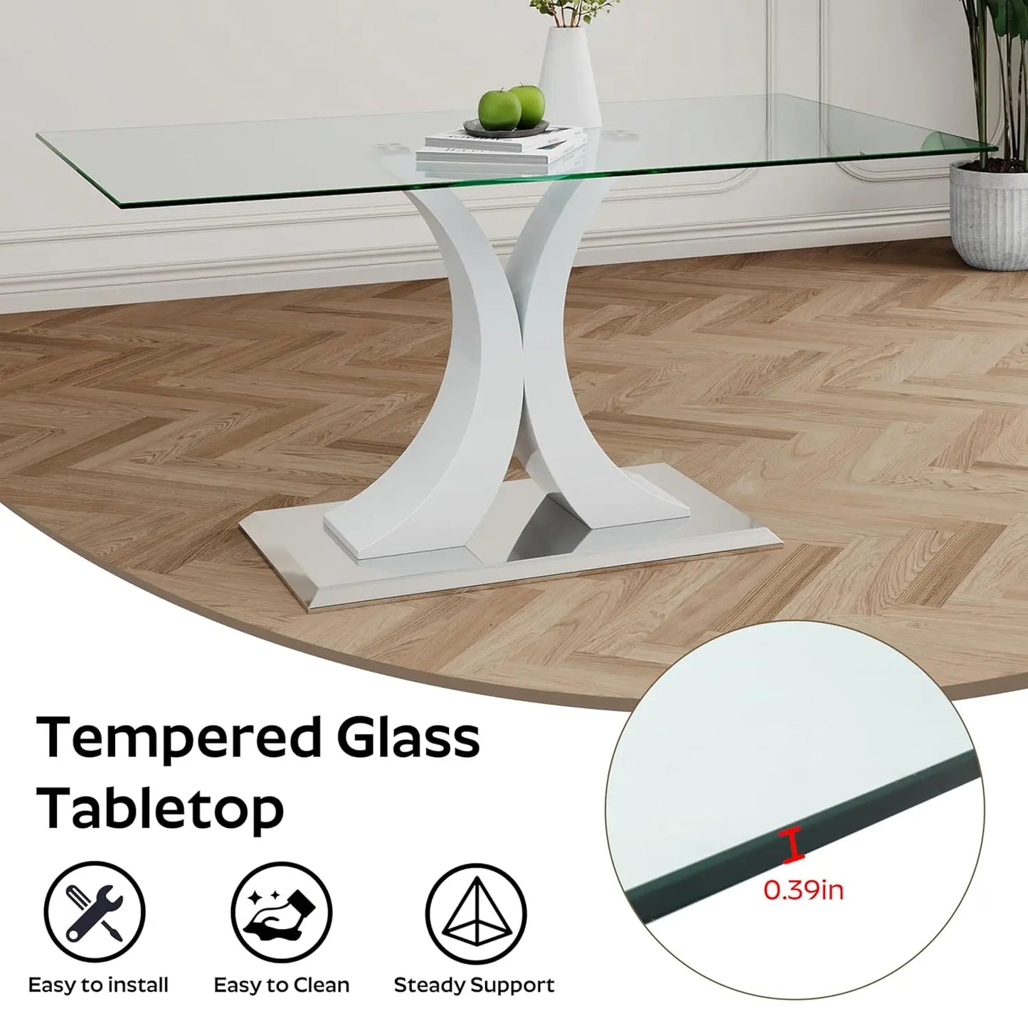 Modern Luxury Glass Dining Table For 4-6
