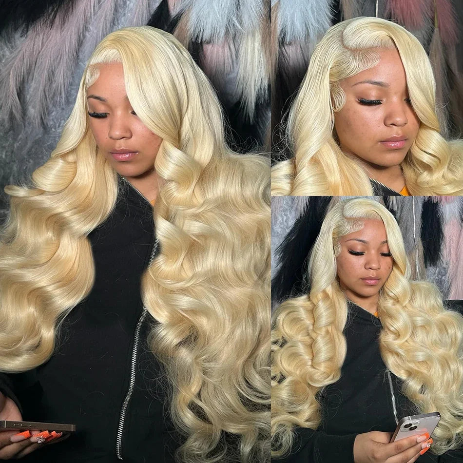 Blonde Colored Body Wave Full Frontal HD Transparent Lace Human Hair Wig