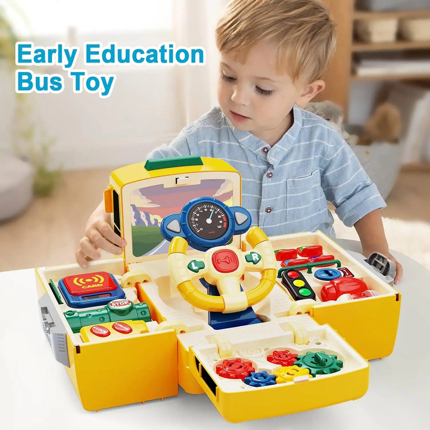 Montessori Bus Toy with Sound and Light