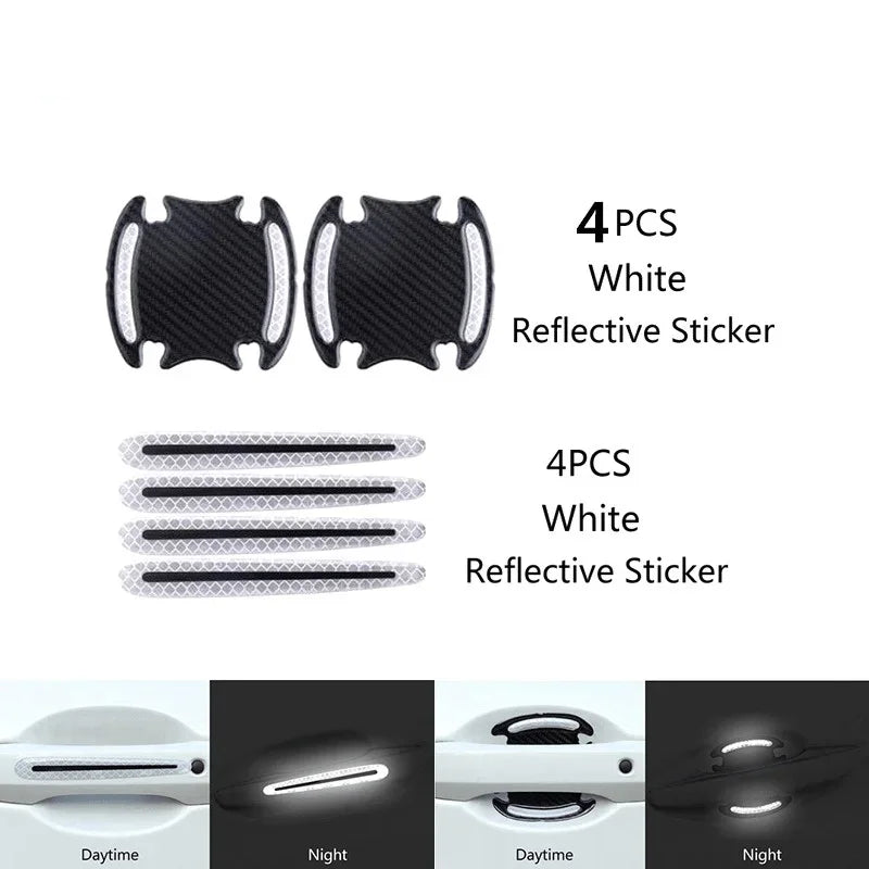 Reflective sticker strip door handle anti-scratch