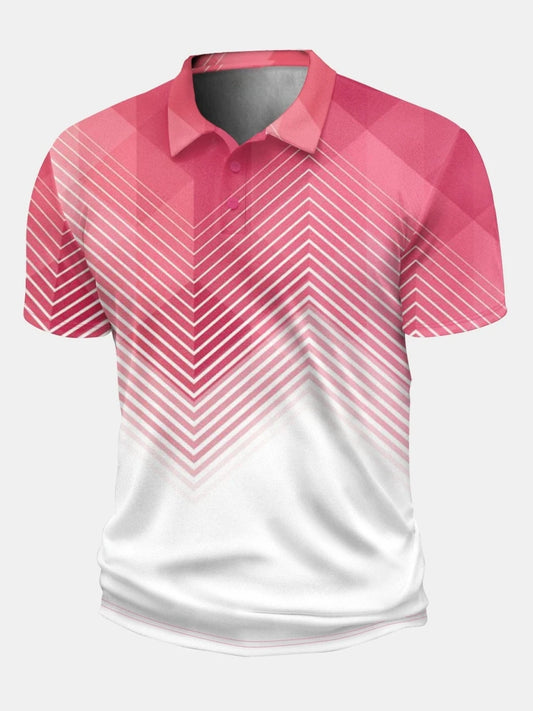 Men's Polo Shirt 3D Gradient Stripe Print