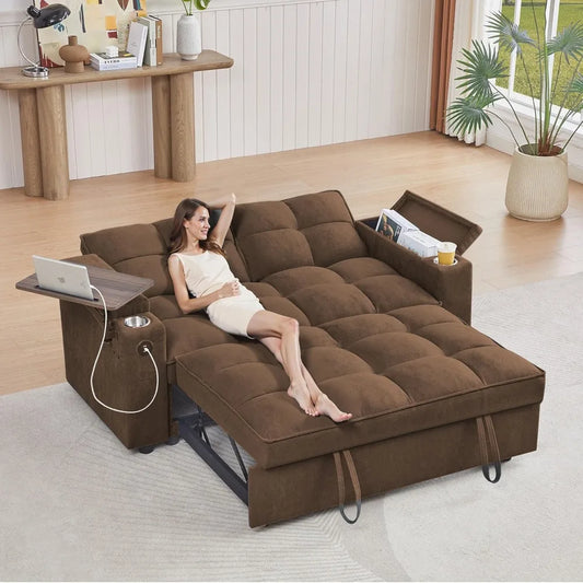 65'' Convertible Sleeper Sofa Bed with Adjustable Backrest