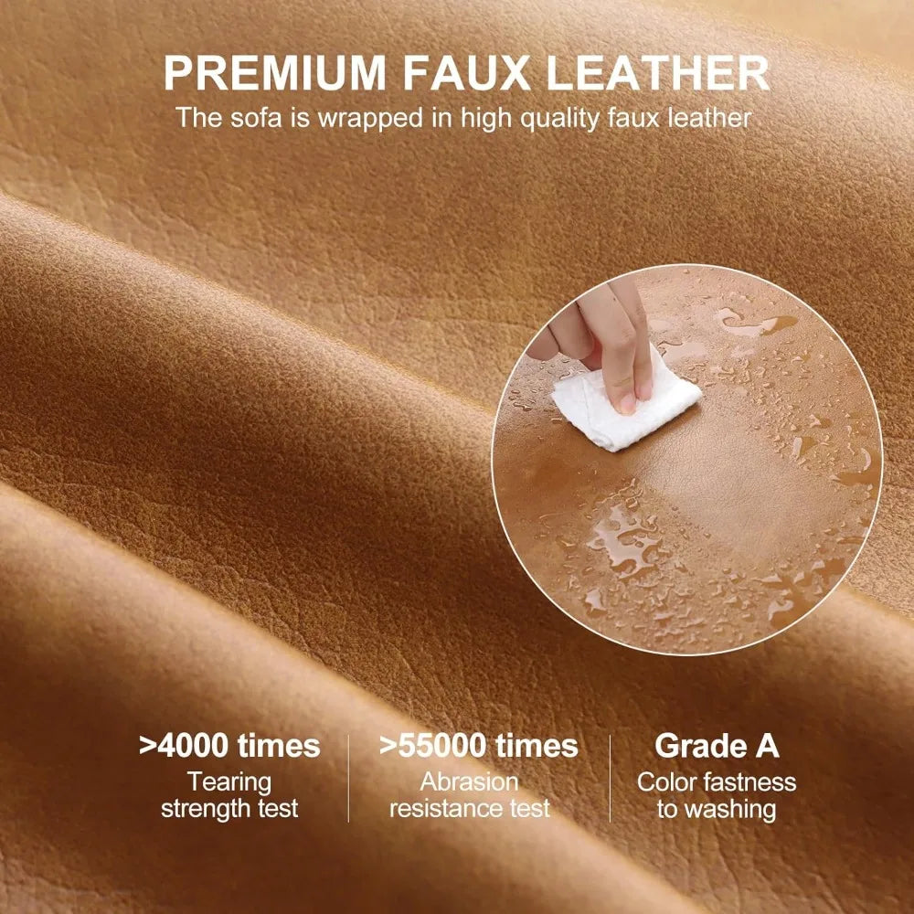 85" Luxury Faux Leather Sofa with Extra Deep Seats