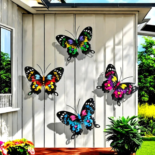 4-Pack Colorful Metal Butterfly Wall Art