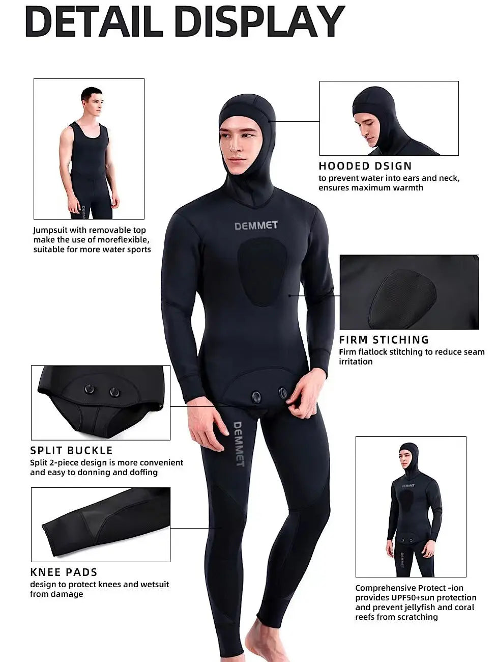 3mm Camouflage Top and Pants Two-piece Hooded Diving Suit
