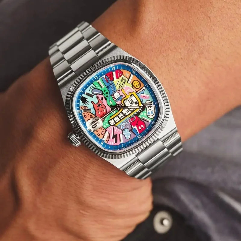 Painted Dial Waterproof Quartz Mens Watch