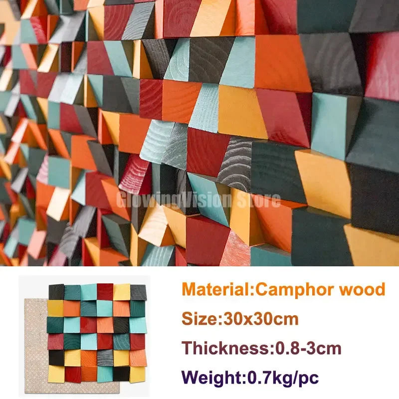 30x30cm Fashion 3D Art Wall Decor Mosaic Tile Solid Wood