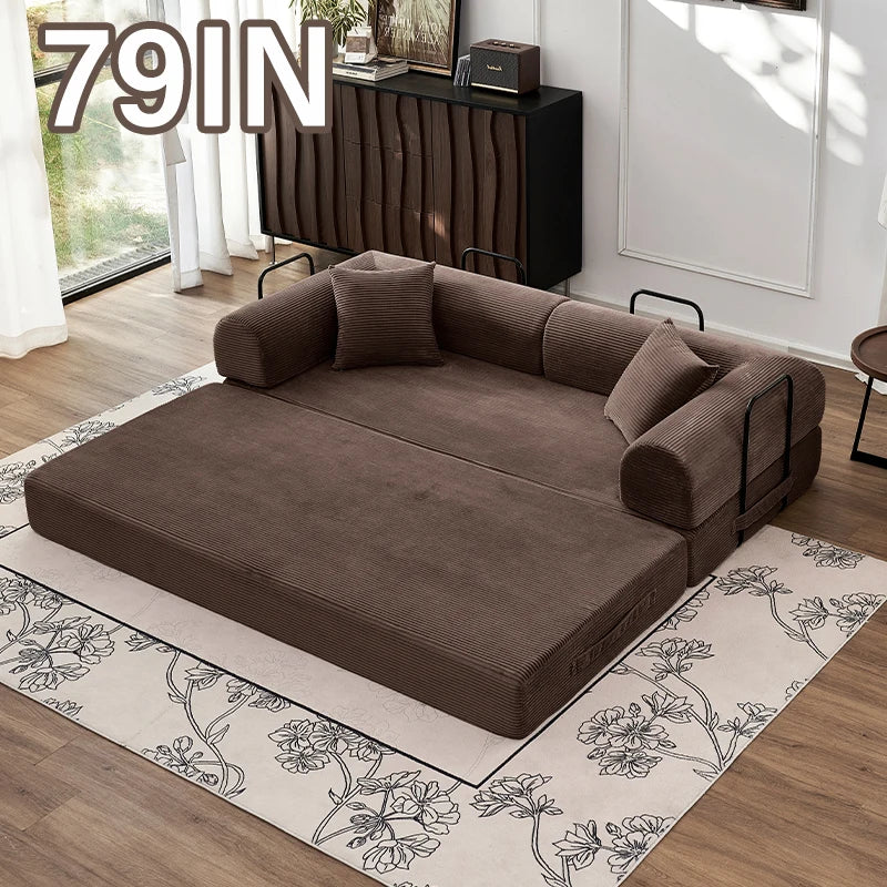 79" Convertible Sofa Bed with Fixed-Shape Frame & Removable Armrests