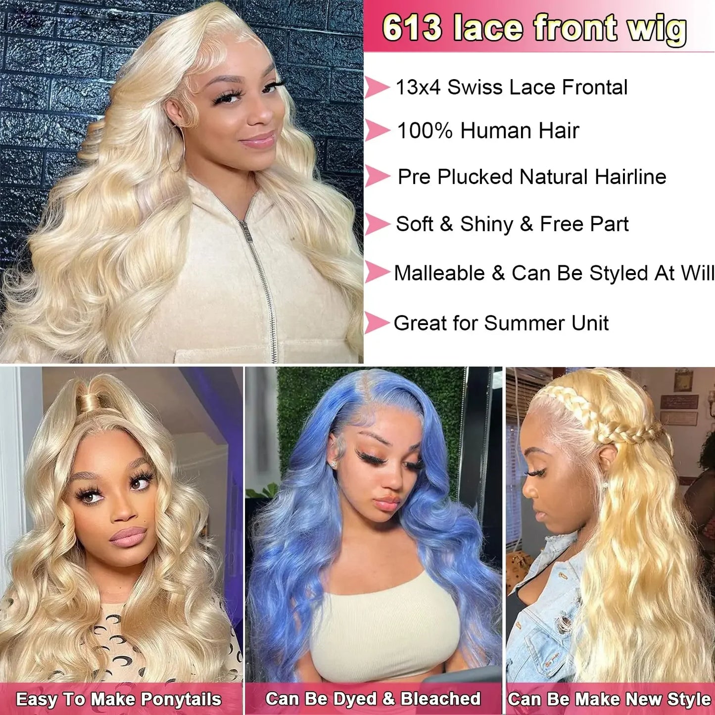 Blonde Colored Body Wave Full Frontal HD Transparent Lace Human Hair Wig