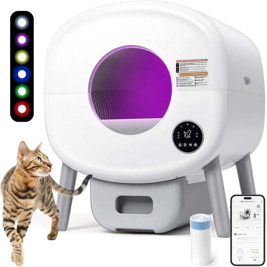 Extra Large Automatic Litter Box Self Cleaning Odor-Free