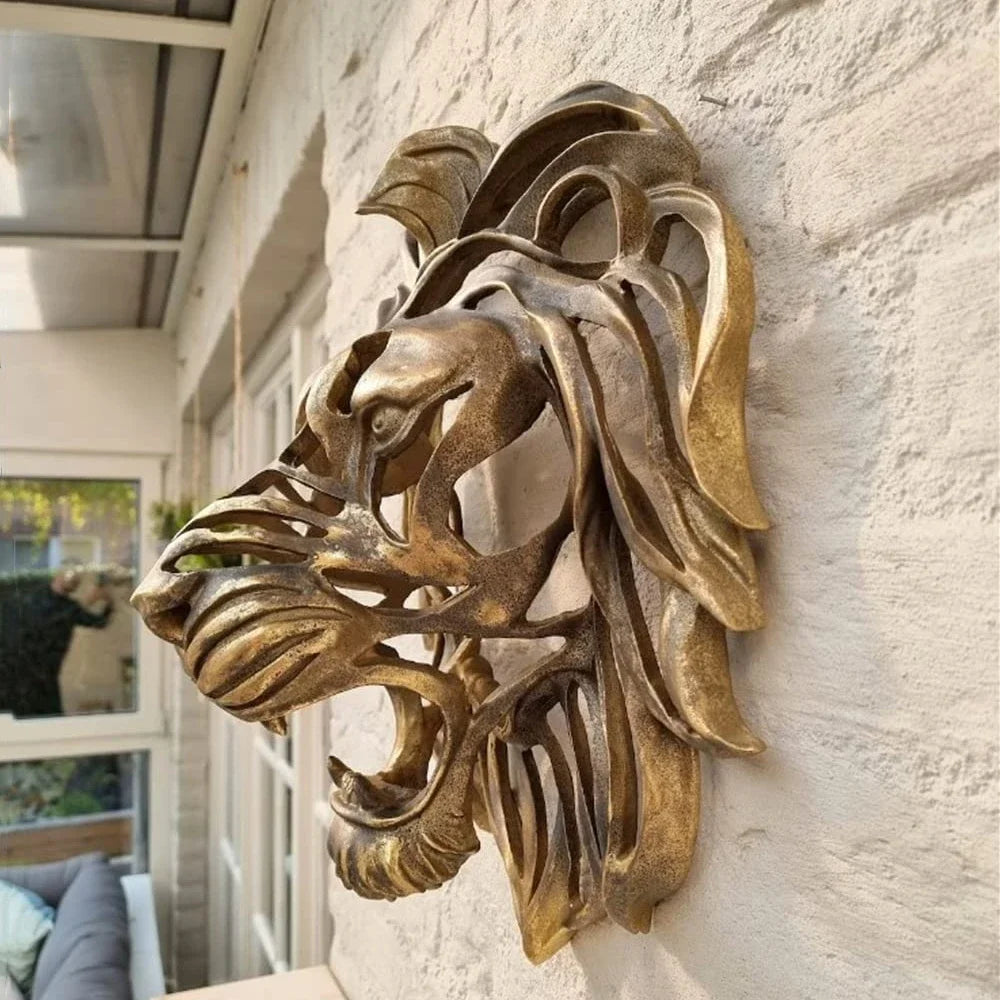 Large Lion Head Wall Mounted Sculpture