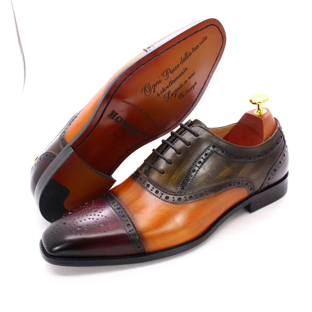 Luxury Brand Designer Men Oxford Shoes Genuine Leather