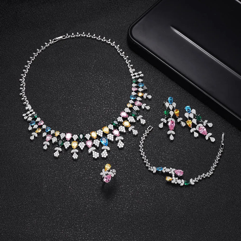 New 4-piece Zirconia Nigeria Crystal Jewelry Set