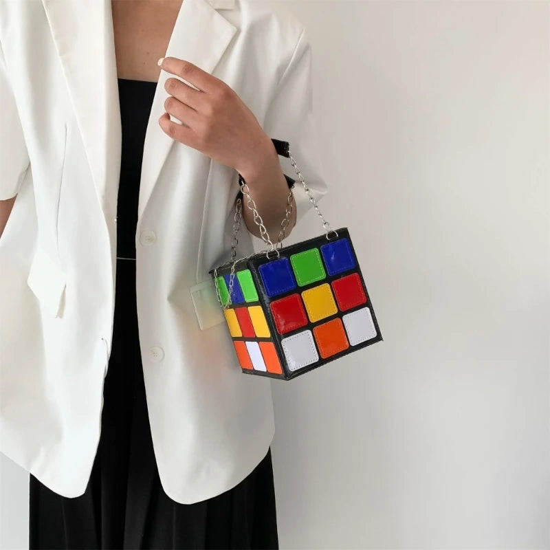 PU Cube Clutch Bag Purse
