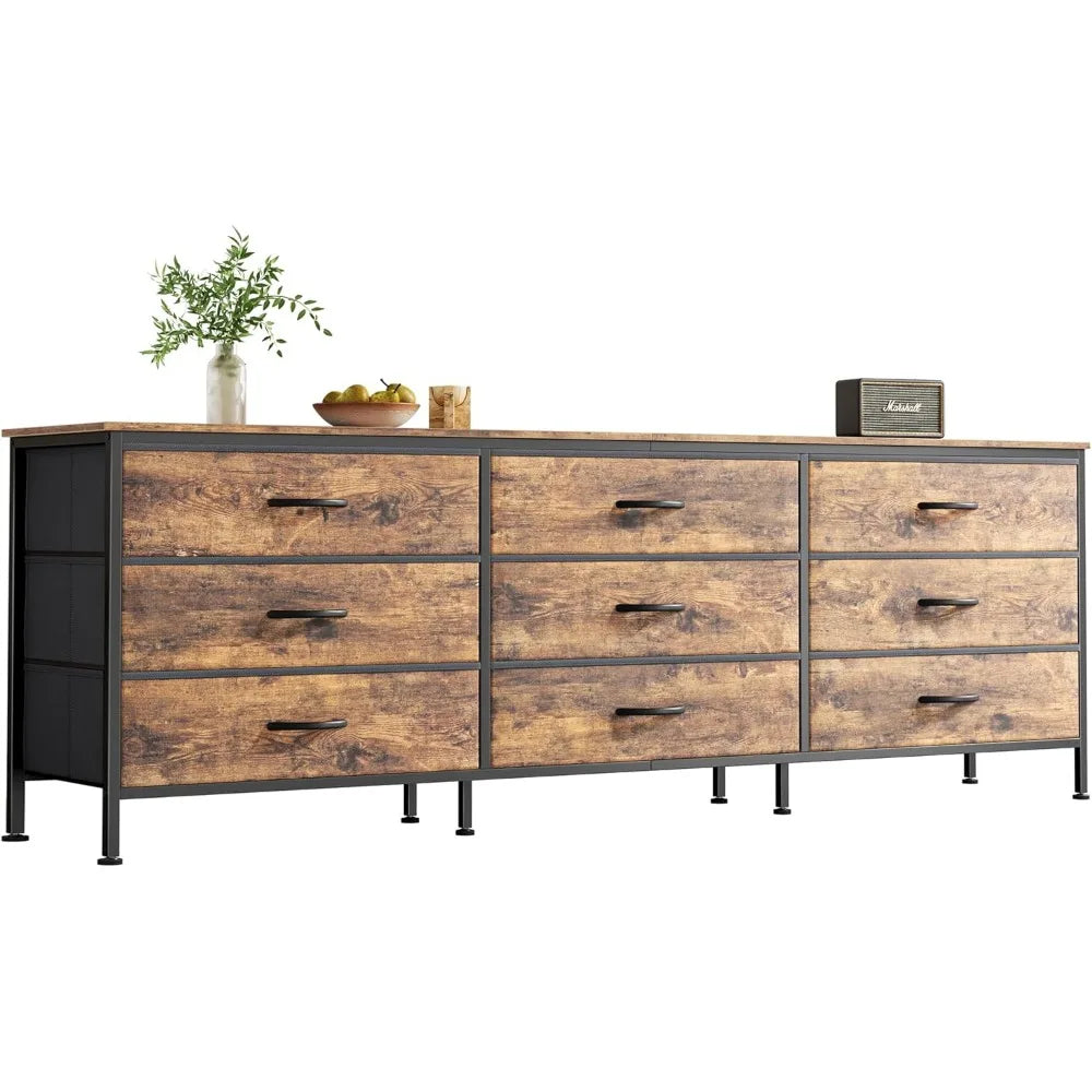 9 Drawer 63 Inch Dresser TV Stand for 55, 65, 70 Inch TV