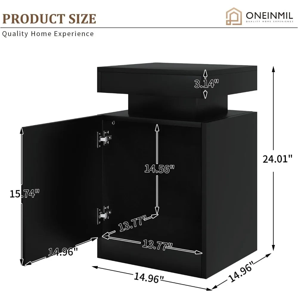 Set of 2 LED Lights Night Stands with Storage