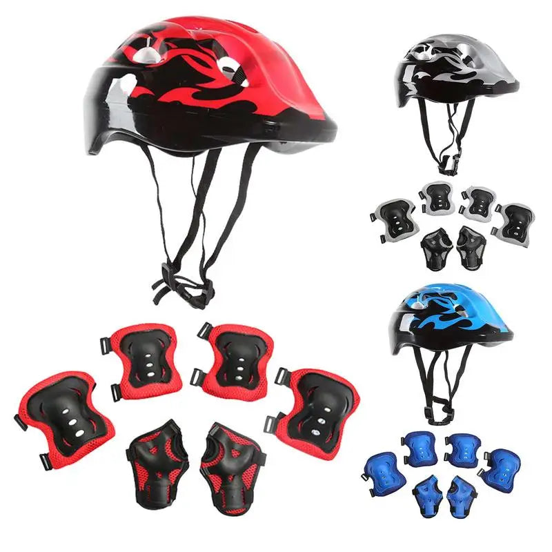 7Pcs Helmet Knee Elbow Protective Gear Set