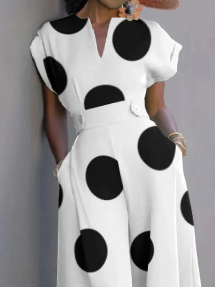 Fashion Polka Dot Wide Leg Jumpsuit