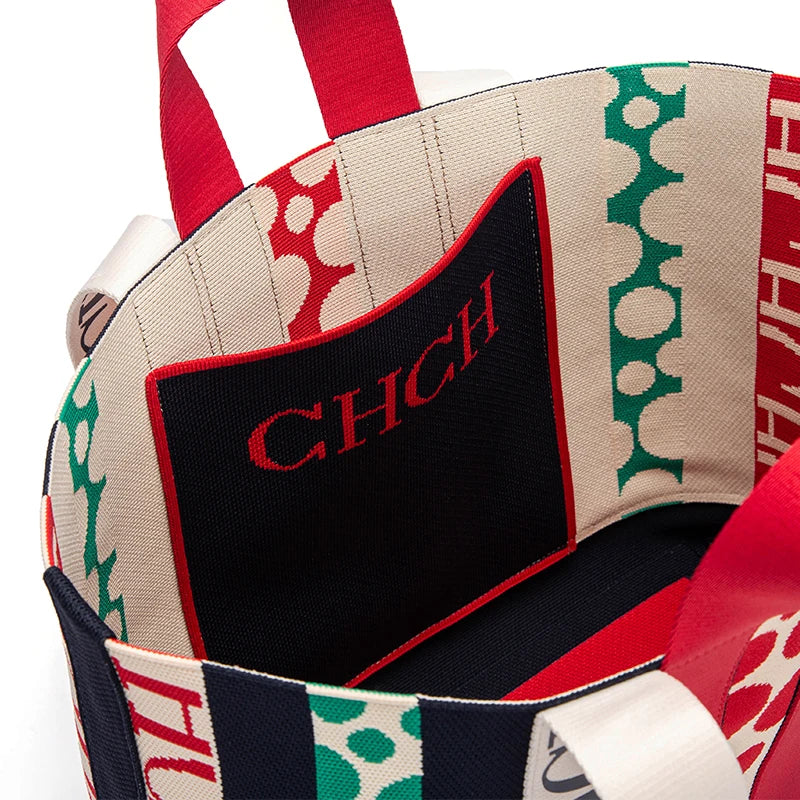Large Classic Retro Stripe Decoration Shoulder Bag