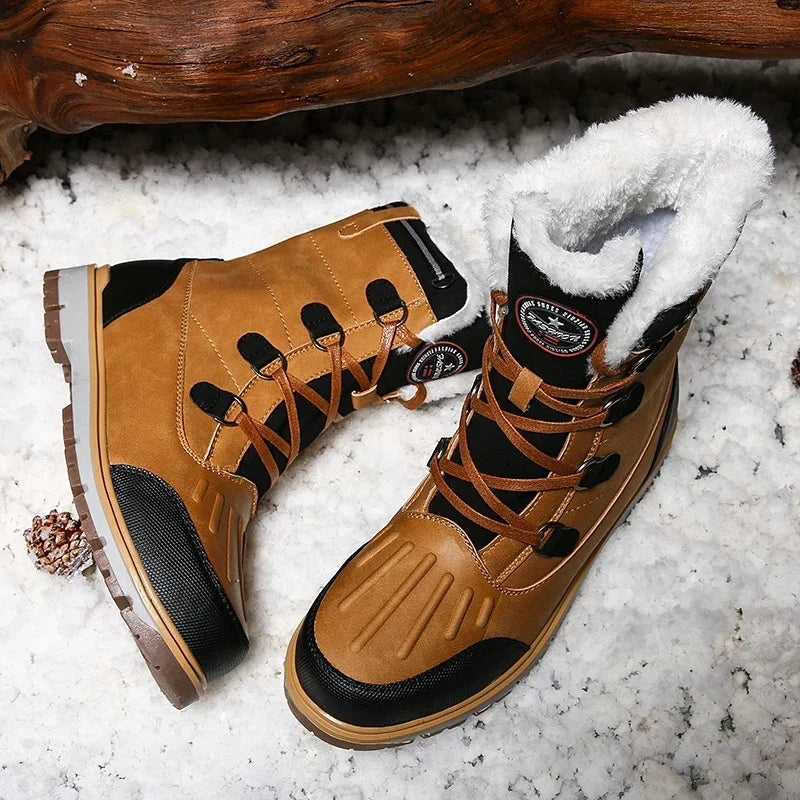 Warm Fur High-top Snow Boot Waterproof Leather Non-slip
