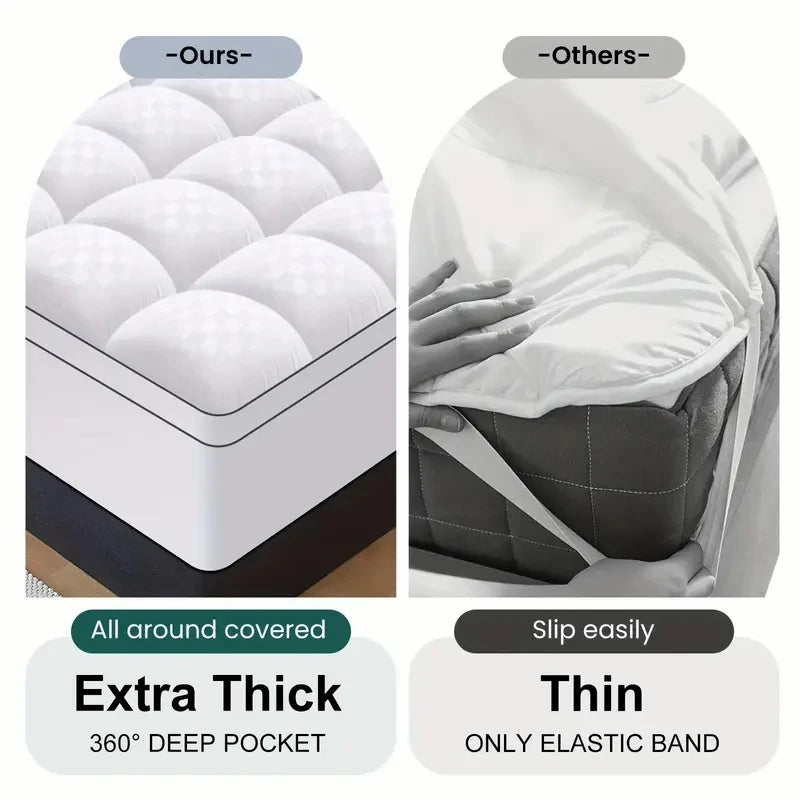 Extra Thick Mattress Topper Cooling Breathable Machine Washable