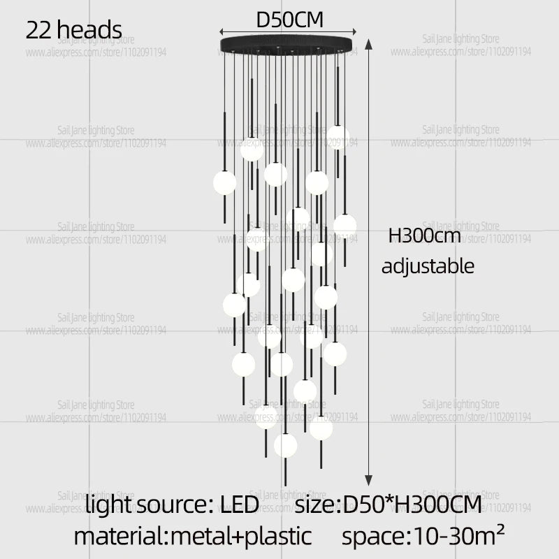 Modern LED Hanging Staircase Chandelier