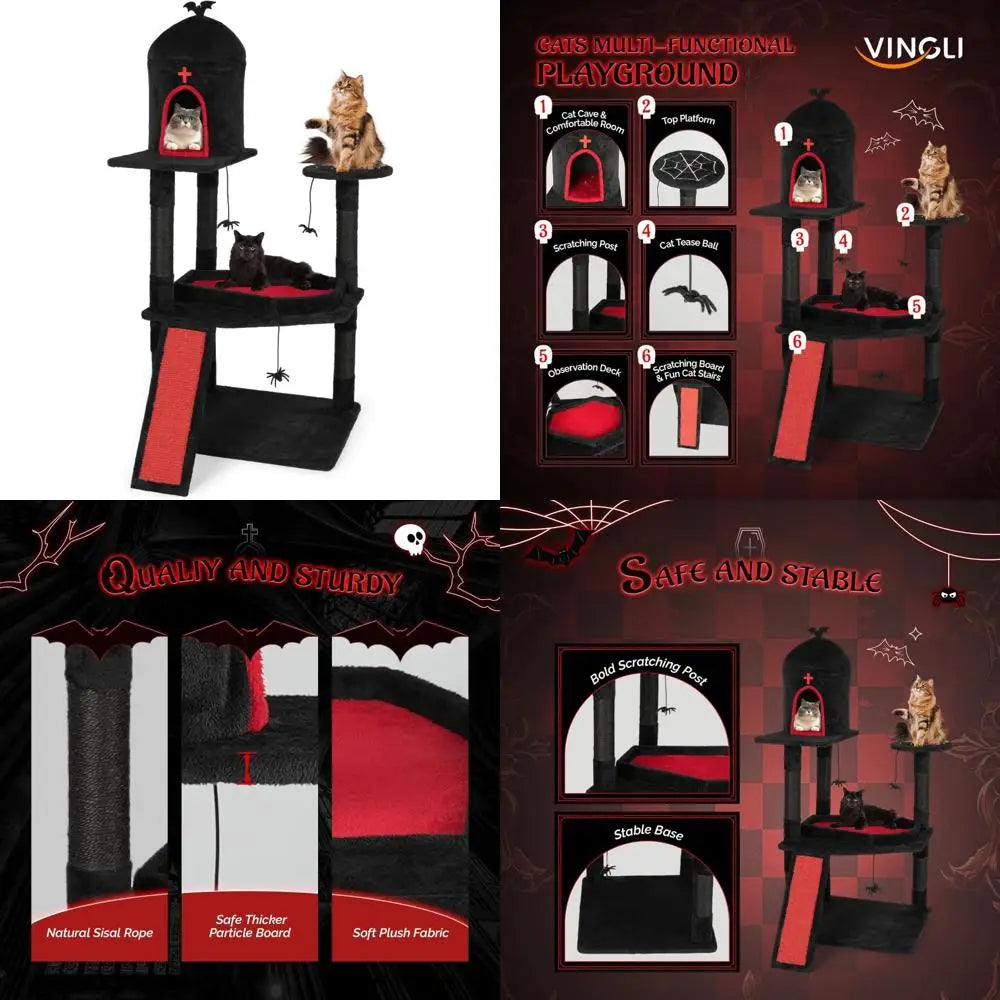 Gothic-Inspired Cat Tree Tower with Scratching Posts