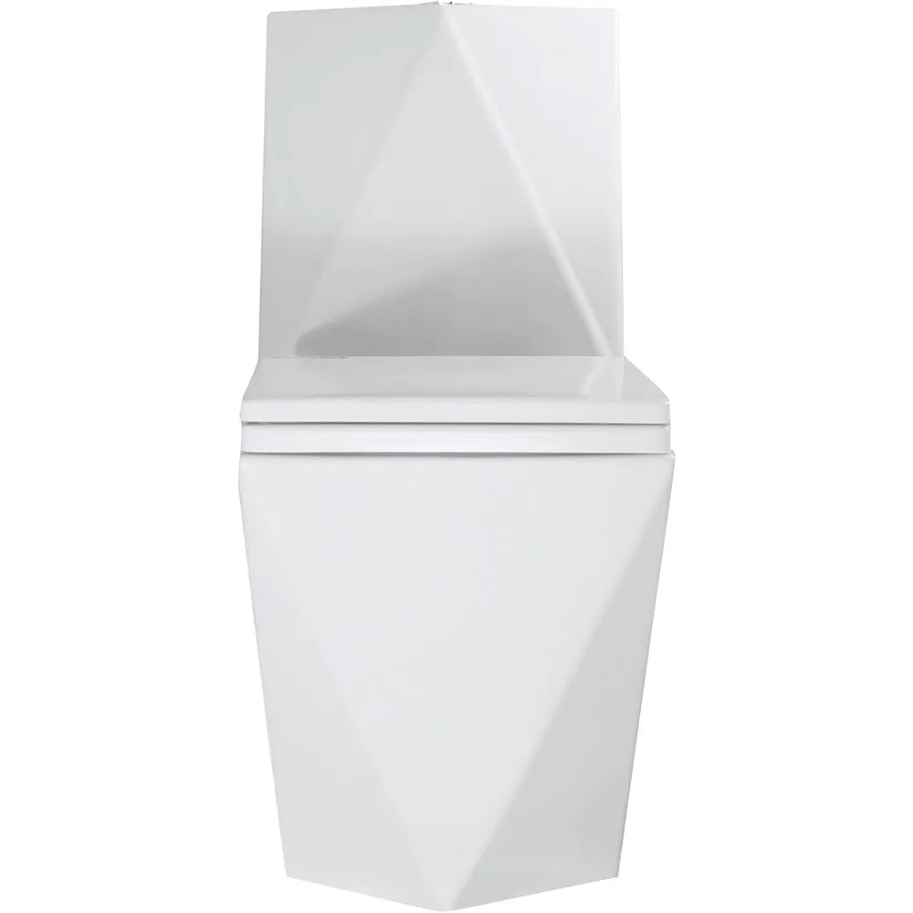 One Piece Toilet With Gold Button Elongated Rectangle White
