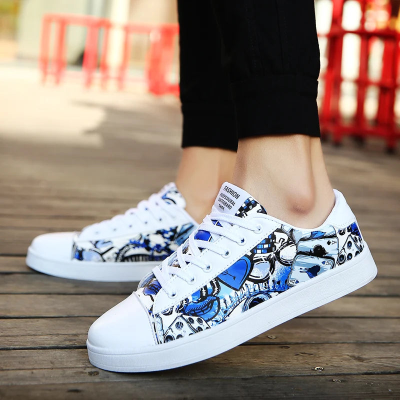 Fashion Graffiti Sneakers Mens Hip Hop Skateboarding Shoes