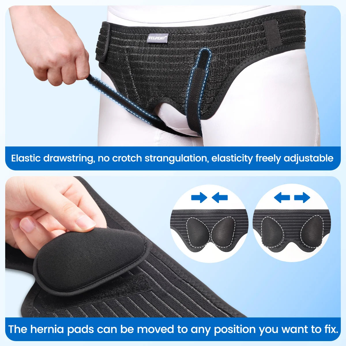 Adjustable Hernia Belt Support with 2 Compression Pads