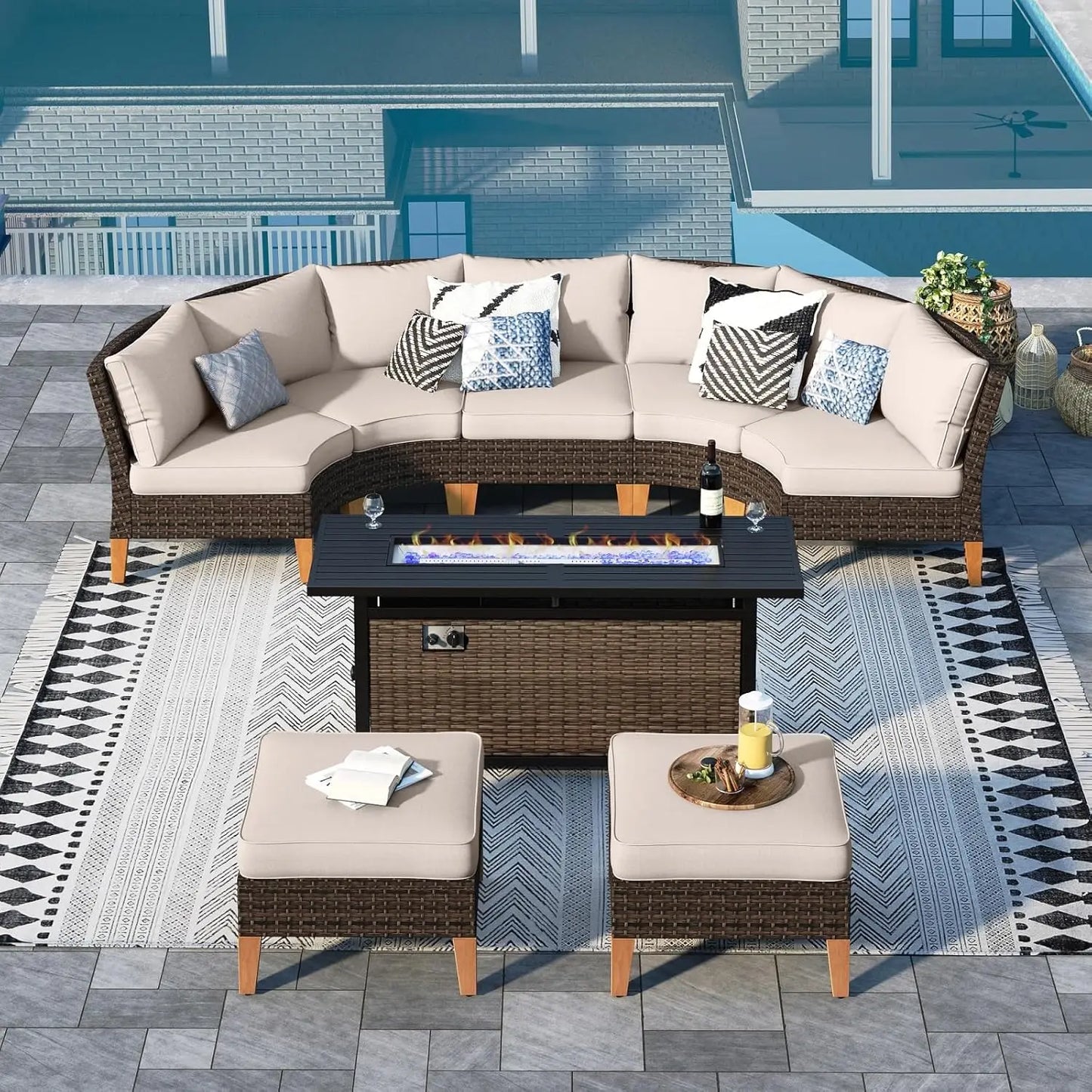 12 Piece Curved Outdoor Sectional Sofa Set