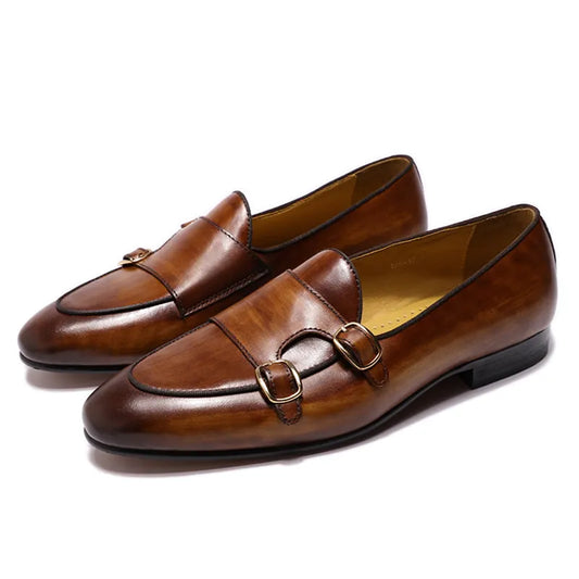 FELIX CHU Genuine Leather Handmade Monk Strap Footwear for Men