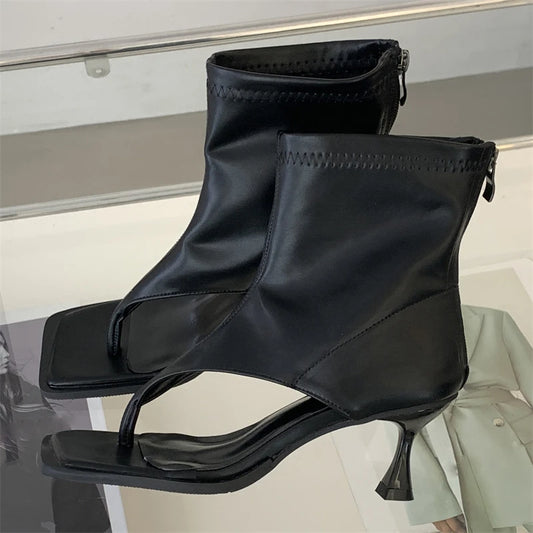 Gladiator Square Toe Women Zipper Booties