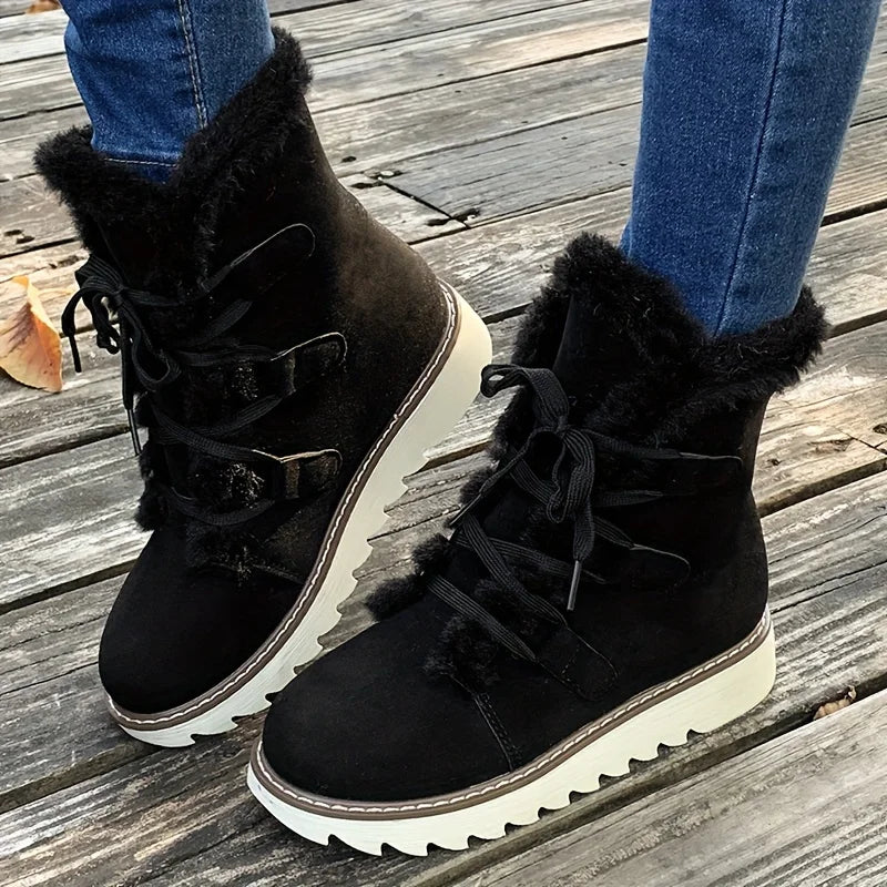 Women's Plush Lined Mid Calf Snow Boots