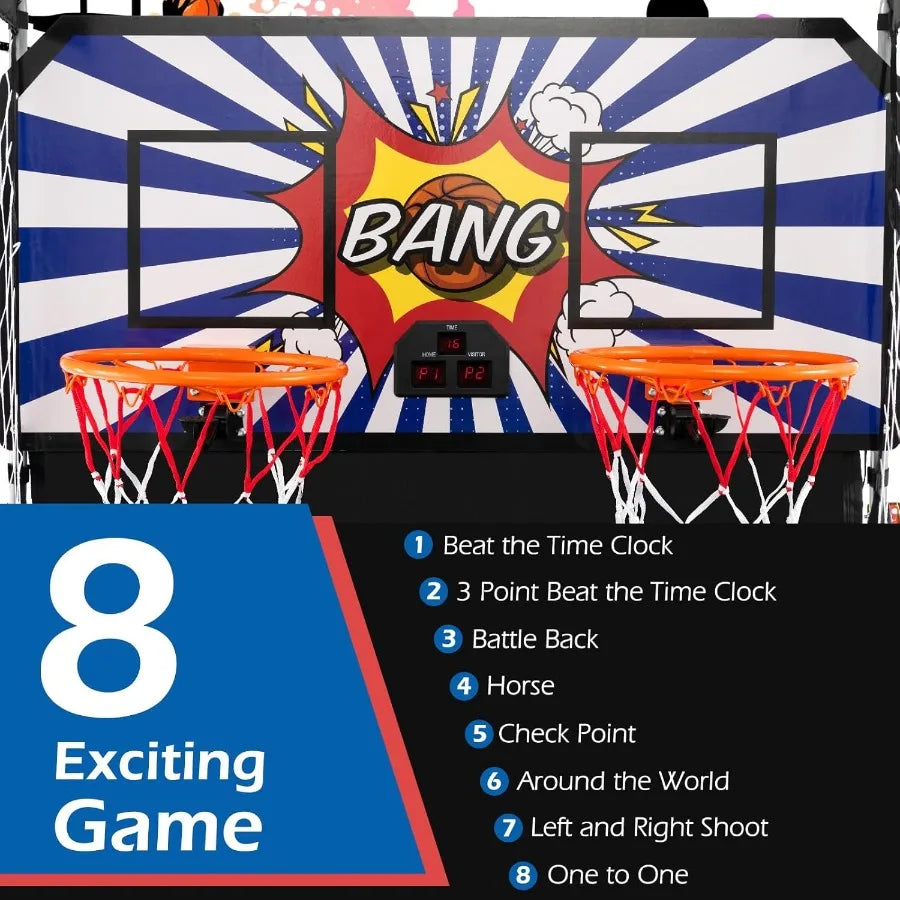 Foldable Dual Shot Basketball Arcade Game with LCD Scoreboard