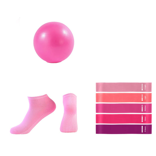 7 Piece Pilates Ball Resistance Bands & Grip Socks