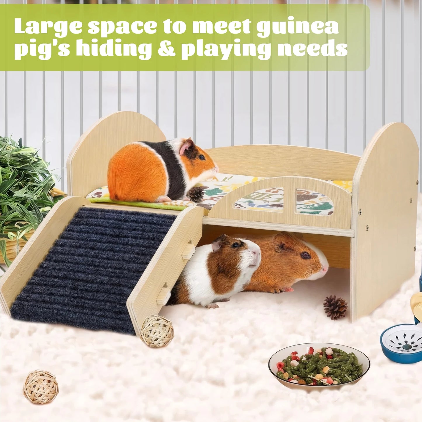 Multi-Level Guinea Pig Castle for Hamsters Bunny Chinchillas
