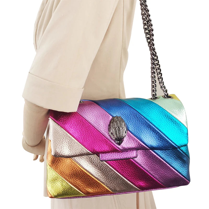 Colorful Women Handbag Rainbow Patchwork
