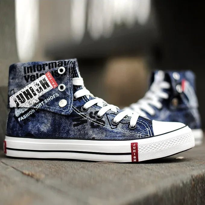 Men's High-top Canvas Shoes Denim Casual