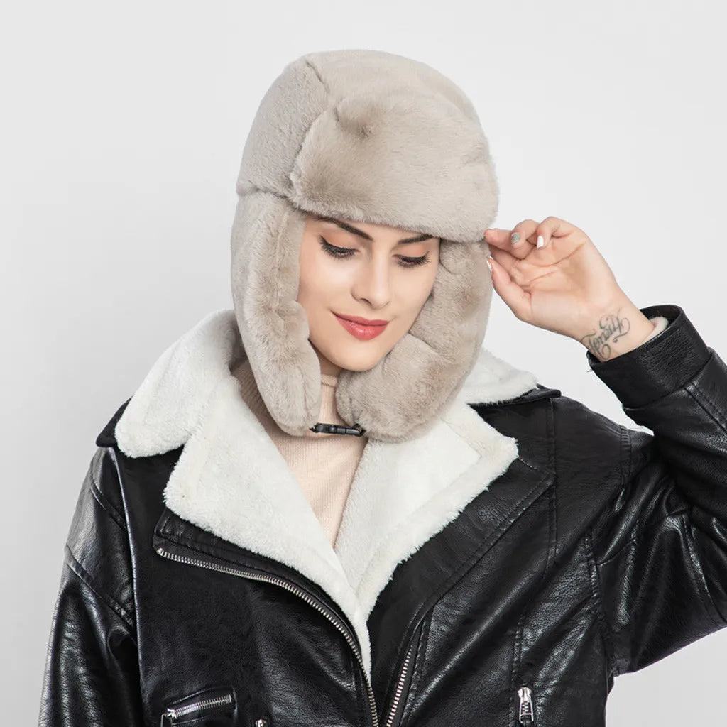 Real Rabbit Fur Earflap Russian Cap