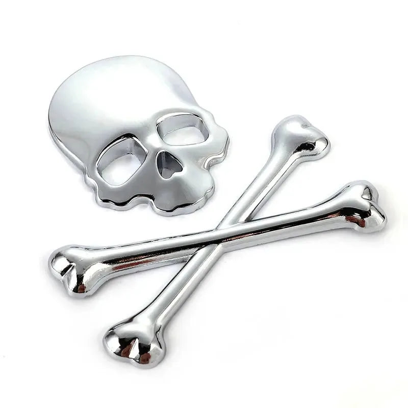 3D Metal Skull Skeleton Crossbones Car Motorcycle Sticker
