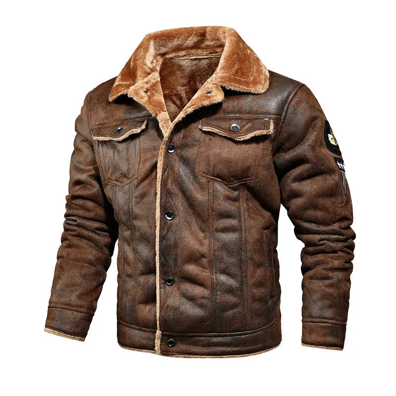 Autumn Winter Leather Bomber Jacket