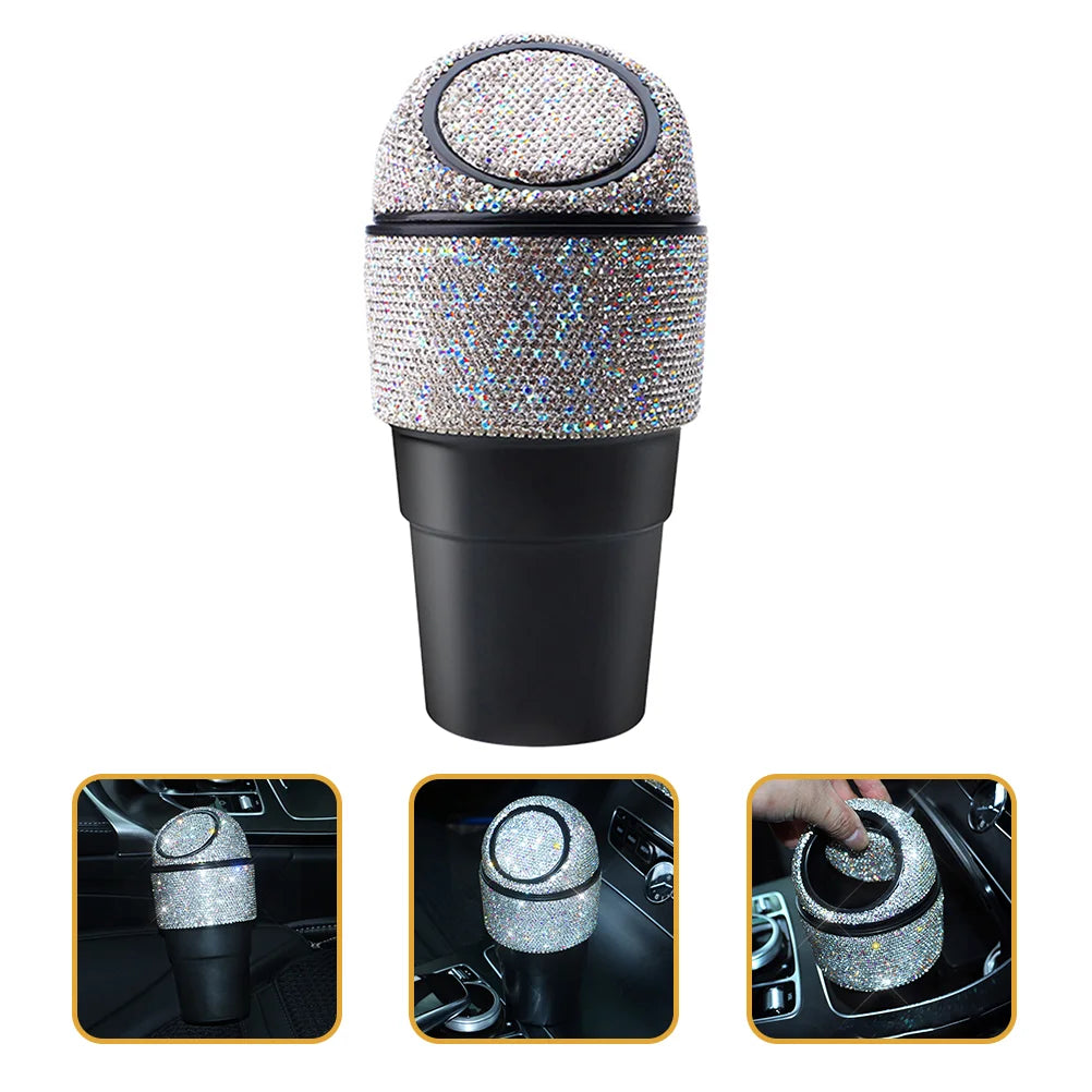 Car Trashcan with Lid Bling Rhinestone