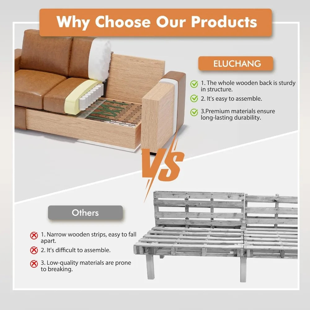85" Luxury Faux Leather Sofa with Extra Deep Seats