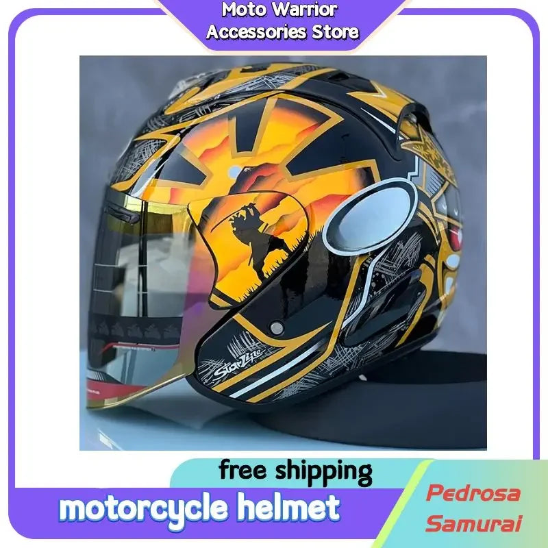 Men and Women Motorcycle Pedrosa Samurai Half Helmet