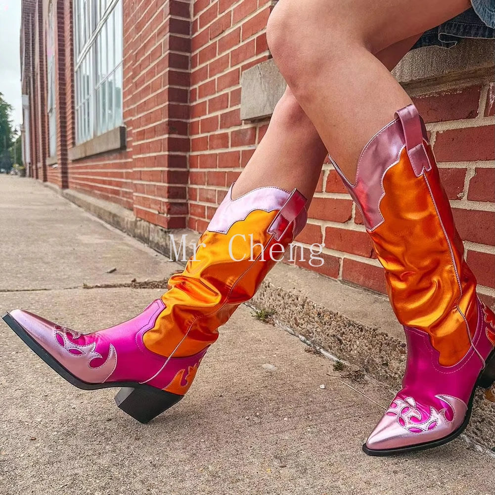 Chic Metallic Cowboy Boots for Women