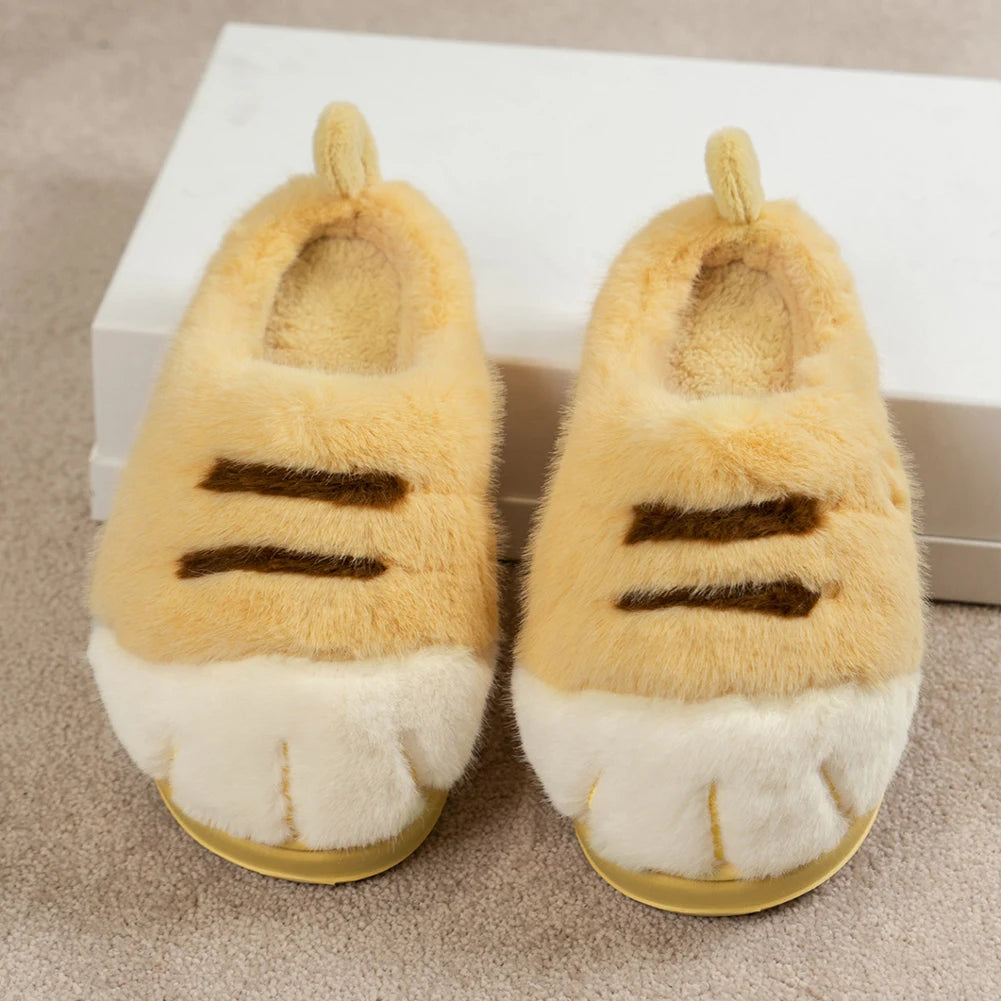 Cat Paw Plush Slip-on House Shoes